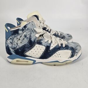 Nike Air Jordan 6 Kids Washed Denim Blue White DM9045-100 Size 6Y